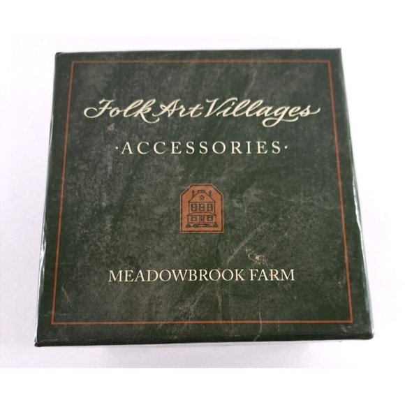 VTG Lang & Wise Folk Art Village Meadowbrook Girl Holding Goose W Basket Box - Picture 4 of 4